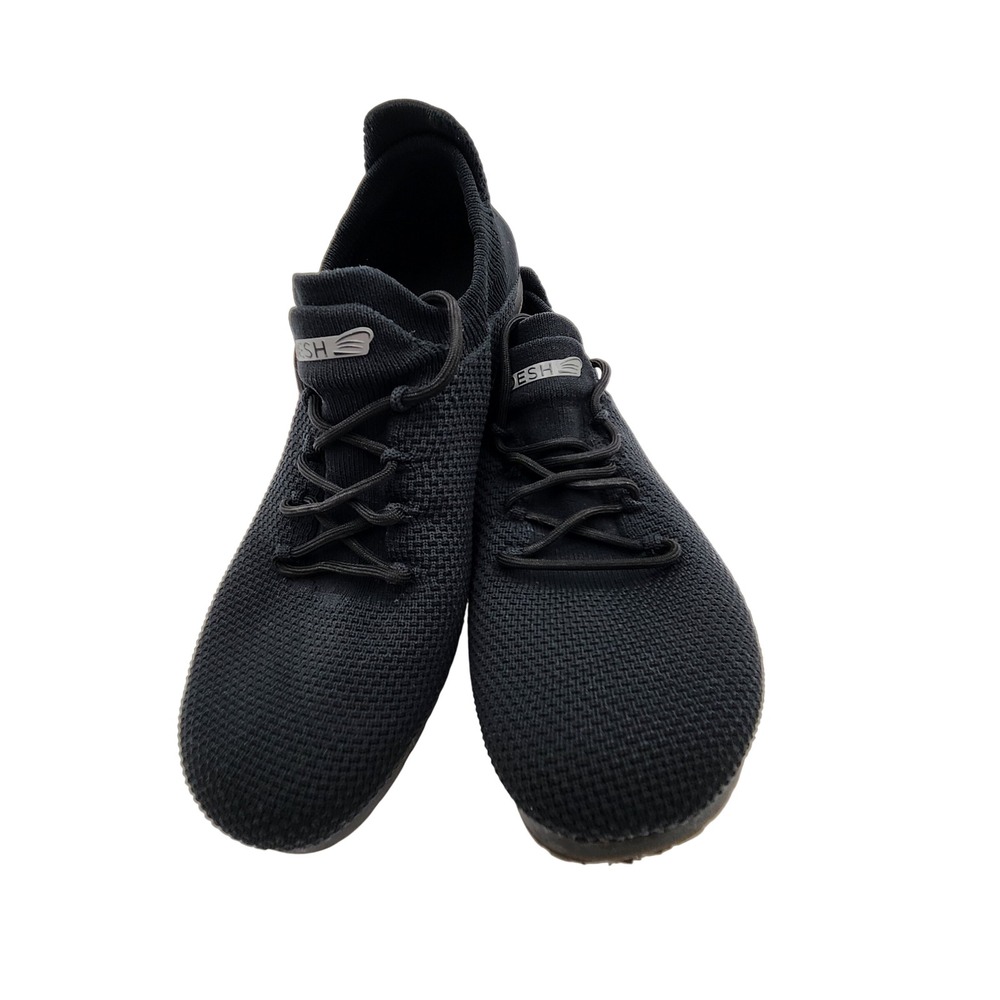OESH Dream Flat Black Knit Walking Shoes Minimalist Sneakers Women 10